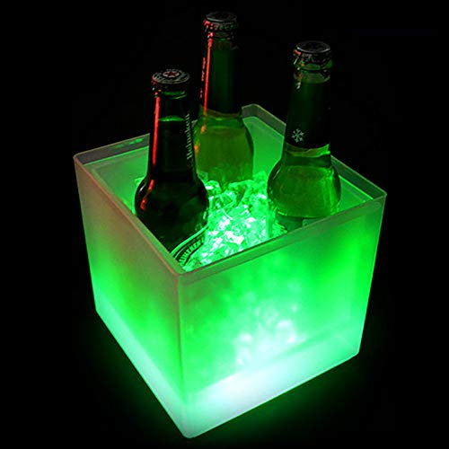 3.5L Led Eiskübel, Flaschenkühler Multicolor LED Ice Bucket Sektkühler für Party/Bar/Club, Bier Getränke Wein Eiseimer - Batteriebetrieben