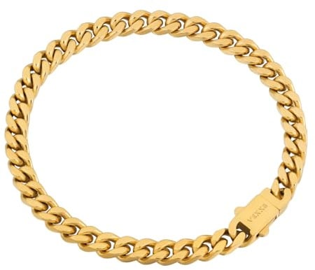 VEXXS Armband Herren 5/7mm,Kubanische Armbänder Aus 18 Karat/Weißgold Vergoldet Edelstahl Armkette Herren, Panzerarmband für Männer,Schmuck Geschenk