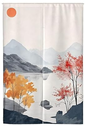 Dostear Japanischer Noren Lang Vorhang Türvorhang EIN bedruckter halbtüriger Vorhang im japanischen Stil bedruckter Türvorhang für Sichtschutz Trennwand Küche 10669 70x150cm
