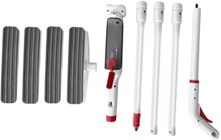 Baoblaze Limpiador de Ventanas Reutilizable, Herramienta de Lavado, escobilla de Goma para baño con 4 estropajos de Repuesto, 24 Cm X 190 Cm