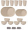 Juego de Vajilla de Plástico Cuencos Platos y Vasos Irrompibles Cubiertos Reutilizables Apto Para Microondas y Lavavajillas Ideal Para Picnics Viajes y Fiestas Navideñas (Beige, Juego de 24)