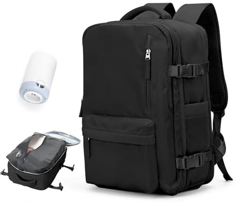 BJLFS Vakuum Rucksack Handgepäck Airbag mit Pumpe Ryanair Wizzair 40x30x20 | Handgepäck 40x30x20 Ryanair Wizzair Vakuum Reiserucksack Damen Groß Carry On Backpack Laptop Rucksack 16 Zoll Herren