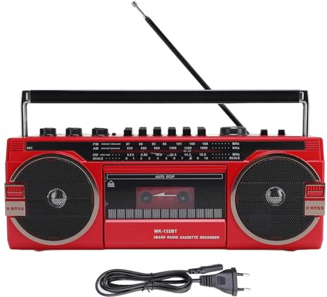 Vvikizy Retro BT Cassette Player Recorder, AM FM SW Radio mit USB Aux -Kopfhörerbuchse, MP3 -Konverter für Smartphones Tablets Laptops (EU -Stecker)