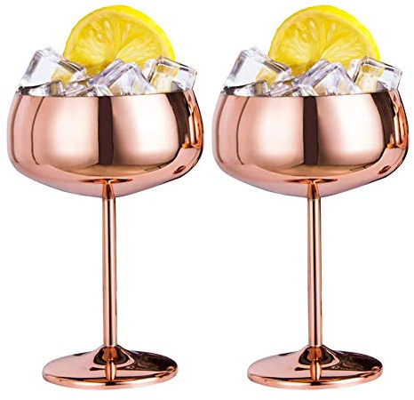 Gokelomg Edelstahl Rotweinglas, Cocktailschale, Sektgläser für Zuhause und Partys, 2er-Pack