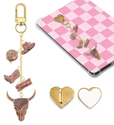Chaîne de breloques Cowboy Kindle pour homme et femme, breloque cowboy occidentale, accessoire de liseuse, cadeau pour les amateurs de livres, breloques compatibles avec Kindle, téléphone, iPad