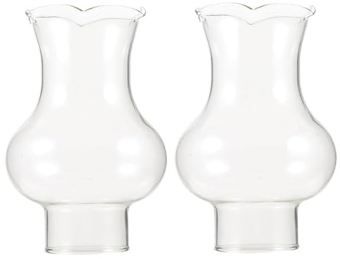 TOVINANNA 2 Stück Glas Lampenschirm für Petroleumlampe, Ersatzglas 3 cm | Klare Ersatzgläser zum Austauschen beschädigter Lampengläser und für die klassische Optik passender Öl- und Petroleumlampen