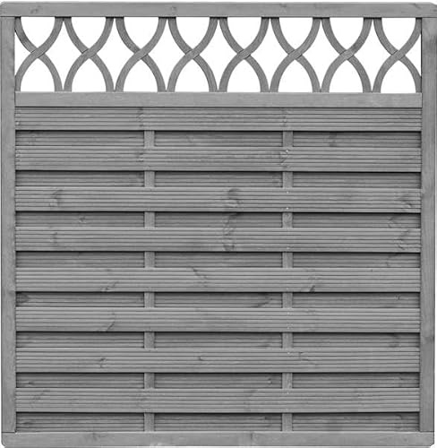 WIEN Sichtschutzzaun Gartenzaun Dichtzaun Ornament Grau 179x179cm Werth-Holz