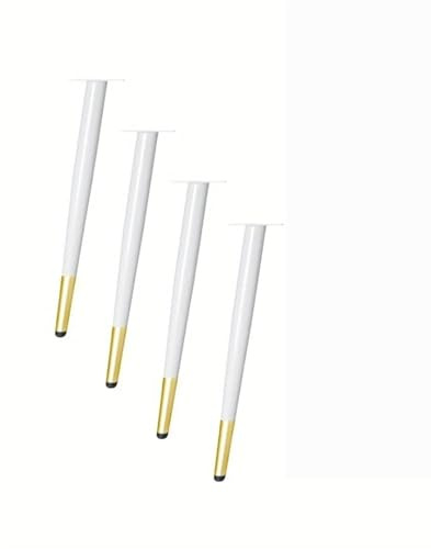 KXAOXGRC Jambes de Meubles en Bois, Remplacement de Pieds Meubles obliques en métal for Armoire Table canapé Blanc et Or 4 pièces 45 cm