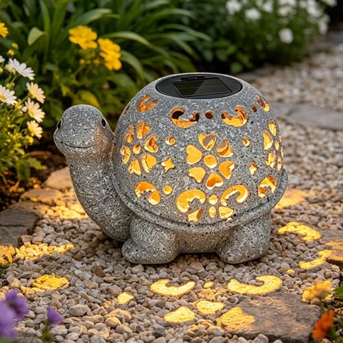 Schildkröte Solarlaterne für Außen, Solarlampen für Außen Garten, Solar Gartenfiguren Schildkröte Gartendeko für Draußen, Solar Laternen Outdoor für Balkon Garten Hof Terrasse Deko (A)
