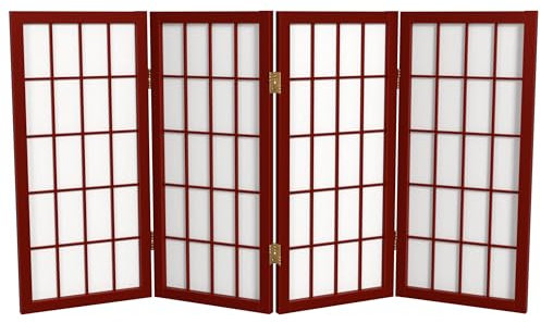 Oriental Furniture Longueur du volet de fenêtre Bureau japonais Shoji écran de confidentialité séparateur de pièce, 4 panneaux en bois de palissandre