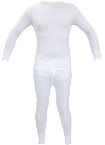 Kids Thermal Winter Warm Underwear Set Long John Bottom and Long Sleeve Top Size:Age 6-8 Years (Unisex Boy Girl Children) Colour:White