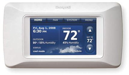 Honeywell THX9421R5021WW/U - Termostato lateral blanco con pantalla táctil de 2 hilos Iaq de alta definición a color con tecnología Red Link