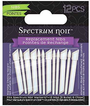 Spectrum Noir Replacement Nibs (6 Chisel/6 Bullet), Black, 8 x 7 x 0.5 cm
