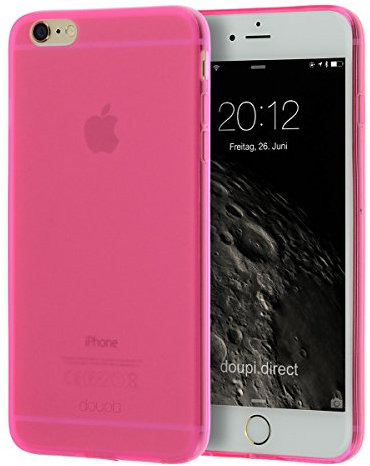 doupi PerfectFit Schutzhülle für iPhone 6 Plus / 6S Plus (5,5 Zoll), Staubschutz eingebaut mit Staubstöpseln Matt Clear Schutz Hülle Schale Bumper Case Cover, pink