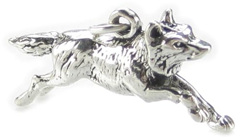 Wolf Running Sterling Silber Charm .925 x 1 Wölfe und Wolfs Charms