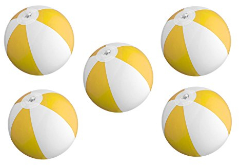 5x Mini Strandball / Wasserball / Farbe: gelb-weiß