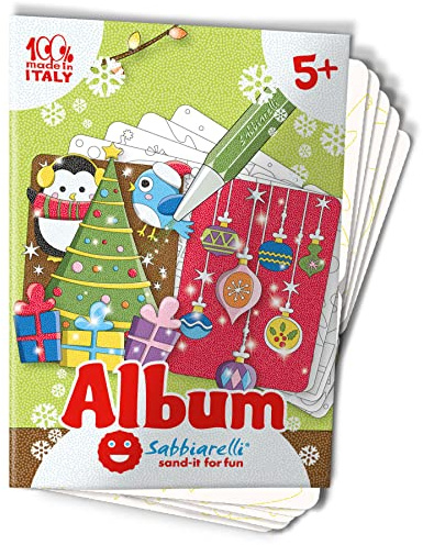 Sabbiarelli Sand-it For Fun – Album Die Weihnachtskarten – 10 Selbstklebende A6-Karten für Sand Art mit Weihnachtsmotiven | FARBSAND NICHT ENTHALTEN | Weihnachtsbasteln für Kinder 5-12 Jahre