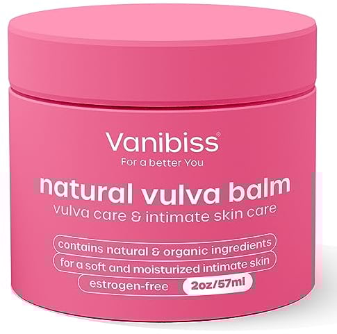 Vanibiss Crema balsamo vulva naturale e biologico, idratante , cura intima della pelle, supporto per la menopausa - Allevia secchezza, prurito, bruciore, irritazione - Estrogeni liberi (2 oz)