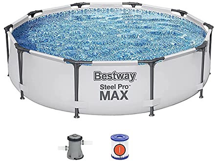 Bestway Steel PRO Max - Piscina Rotonda con Pompa filtrante, 3 m