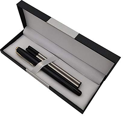 Accod Metal Ballpoint Pen Roller Ballpen Signature Pen with Two Replaceable Black Refills(0.5mm) Nice Gift for Friends Family Colleagues and Business Partners(Black)