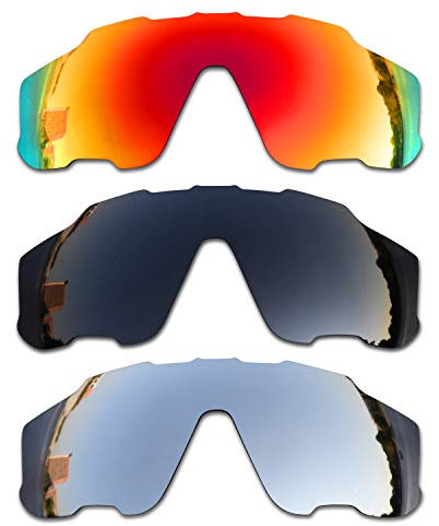 SOODASE Para Oakley Jawbreaker Gafas de sol Rojo/Negro/Plata Lentes de repuesto polarizadas