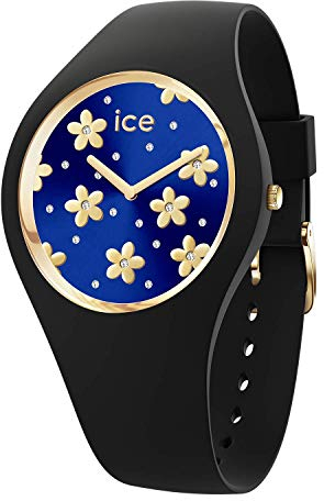 Ice-Watch - ICE flower Precious deep blue - Schwarze Damenuhr mit Silikonarmband - 017579 (Medium)
