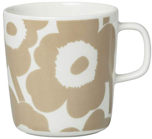 Marimekko - Unikko Mug - Tasse/Kaffeetasse - Steinzeug - Weiss/Beige - (DxH) 9,5 x 10cm - Volumen: 400ml
