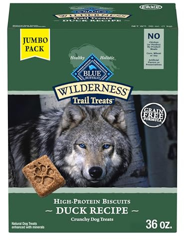 Blue Buffalo Wilderness Trail Treats High Protein Grain Free Dog Biscuits Crunchy Dog Treats, Duck Recipe, 36-oz Box