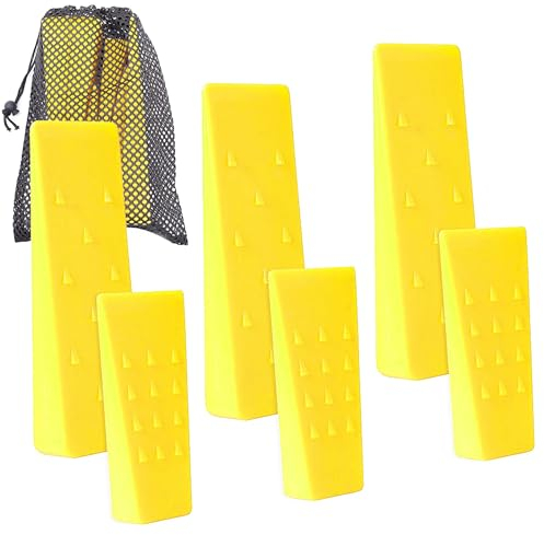 6 Stück Baumfällkeile mit Spikes für sicheres Schneiden von Bäumen – je 3 Stück 20,3 cm und 14 cm Keile mit Aufbewahrungstasche; 6 Fällhunde zur Stabilisierung und sicheren Bodenführung für Holzfäller