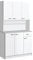 HOMCOM Gabinete de Almacenaje Armario para Cocina de 6 Puertas con Gran Espacio para Microondas con 1 Cajón Estante Ajustable 101x39x180 cm Blanco