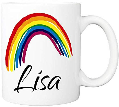 Personalised Name Rainbow Mug-Gift for Gay Pride LGBTQ Family Friends Birthday Present Novelty Gift