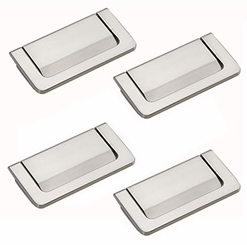 Tatami Schubladengriffe, versteckte Griffe, Zinklegierung, verdeckter Griff, für Schrank, Kleiderschrank, Schublade, 4 Stück (Silber)