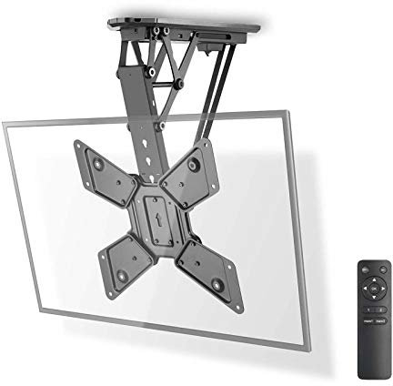 Ex-Pro Electric Motorised 23 - 65 TV Bracket Ceiling Mount, Max Load 30kg, 6° Tilt Adjustment & 75° Rotate, Max VESA 400x400 with Smart Wifi & Remote Control