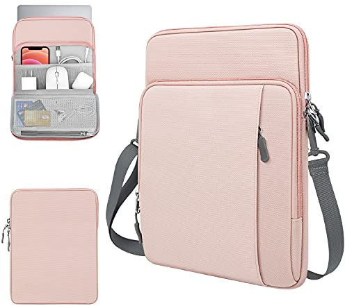 TiMOVO Custodia per laptop da 13,3'' Borsa a tracolla per iPad Air 13 2024, iPad Pro 13 2024, iPad Pro 12.9 2022/2021/2020, MacBook Air 2022-2018, MacBook Pro 2022-2016, Rosa