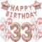Luftballon 33. Geburtstag frau Rosegold deko Folienballon 33 jahre Geburtstags deko frau Rosegold set happy Birthday 33 Geburtstagsdeko frau Ballon 33 jahre Geburtstag Dekoration Frauen set（33）