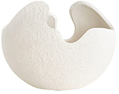 Keramik-Blumenvase, dekorativer Eierschalen-Behälter, Schilfrohr-Diffusor, Blumenvasen für Heimdekoration, Tafelaufsätze (weiß) (Größe : S)