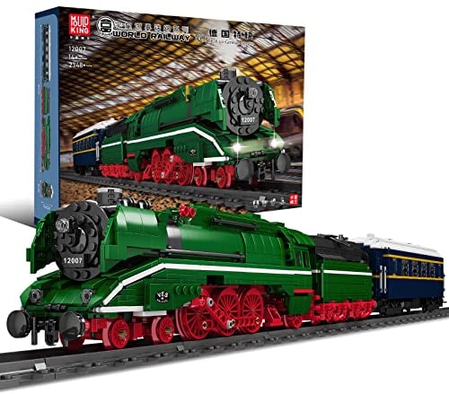 Mould King 12007 Technik BR18 201 German Express Dampflokomotive,Modellbausatz Fernbedienung elektrisch World Railway Series, Klemmblock Bauvorrichtung Kompatibel Mit Spur Bahn