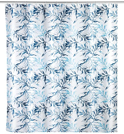 WENKO Anti-Schimmel Duschvorhang Catala, antibakterieller Textil-Vorhang für Dusche und Badewanne, waschbar & wasserabweisend, mit 12 Vorhang-Ringen zur Befestigung an der Duschstange, 180 x 200 cm