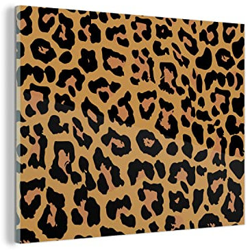 MuchoWow Glasbild Glasfoto Wandbild Bilder Deko 80x60 cm Panther Druck - Tiere - Braun