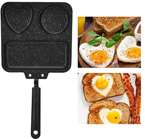TOTITOM Multi Grillpfanne Induktion,21 cm Steakpfanne 3 in 1 Antihaft Beschichtung Geteilte Bratpfanne für Indoor-Kochen,Geteilte Pfanne für Alle Herdarten