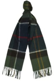 Barbour Wool-Cashmere Tartan Scarf Olive Green (Light) One Size