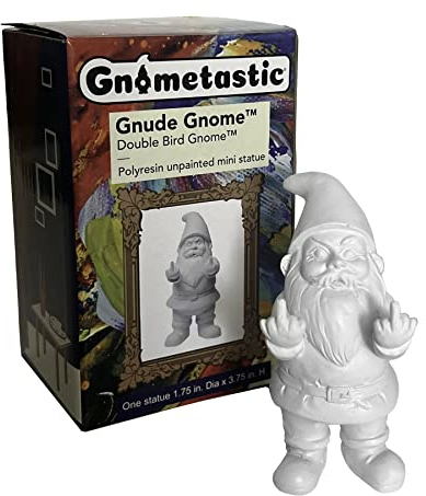 Gnometastic Gnude Mini Gnomes - Double Bird Unpainted Gnome Statue, 3.5in Tall - DIY Paint Your Own Gnome - Polyresin Indoor/Outdoor Funny Garden Gnomes to Paint for Adults