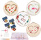 VINTAGE EMBROIDERY V.E. Stick-Kit Starter: 4 Sets Stickerei-Starter-Sets für Anfänger mit Herzmustern, Kreuzstich-Kits, Bambus-Stickrahmen, Farbfäden und Werkzeug-Anleitung für Heimdekoration