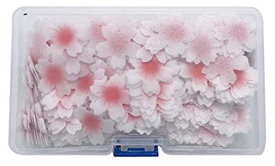Fleurs Comestibles pour Gateau, Décorations de Gâteau en Papier Fleurs de Cerisier, Gluant Papier de Riz Décoratif Gâteau Cupcake Toppers pour Décoration de Gâteau de Fête de Mariage