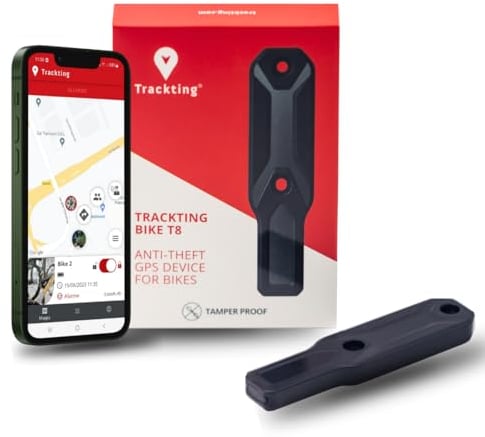 Trackting Bike T8 Diebstahlschutz Fahrrad GPS mit SIM-Karte | Jahresabo erforderlich | Anti-Diebstahl Fahrrad Tracker mit Bewegungssensor, USB-C Akku, Echtzeit-Tracking im Falle eines Diebstahls