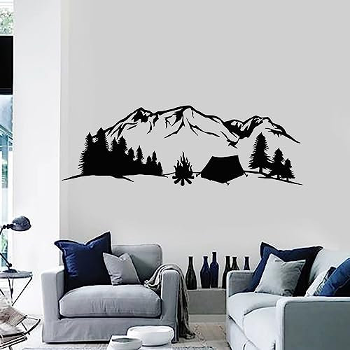 HUANYIN Natürliche Landschaft wandtattoos touristen Reisen Camping Berg Zelt Wald Vinyl Aufkleber Kunst wandbild Wohnzimmer zu Hause Kunst Dekoration, 57x168cm