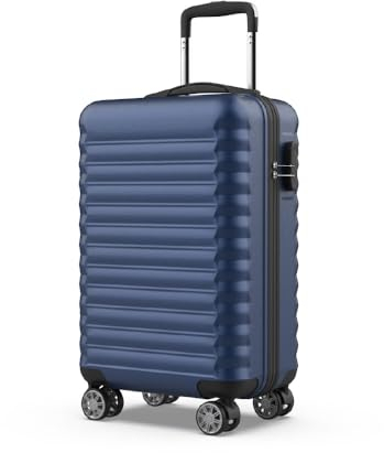 NUMADA - Valise Cabine Upfly 20' ABS (53x33,5x22cm) avec Fermeture à Combinaison et 4 roulettes Doubles 360. Bagage Cabine Rigide résistante et légère avec intérieur compartimenté | Bleu Marine