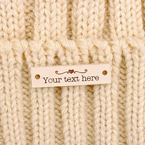 25Pcs Handmade Label Leder Personalisiert, Handmade label zum annähen personalisiert,DIY Hüte Taschen Nähen zubehör (25 Pcs,12.5x40mm)