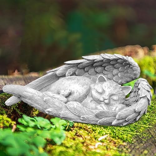 Statue de jardin en forme d'ange pour chat et chien - Statue de jardin - Statue de jardin - Statue de commémoration - Statue de jardin - Statue de jardin