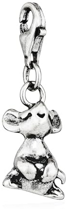 NKlaus Anhänger Charm Motiv Maus, 925 Silber antik, 3,6g, 13x8mm, 1 Stück